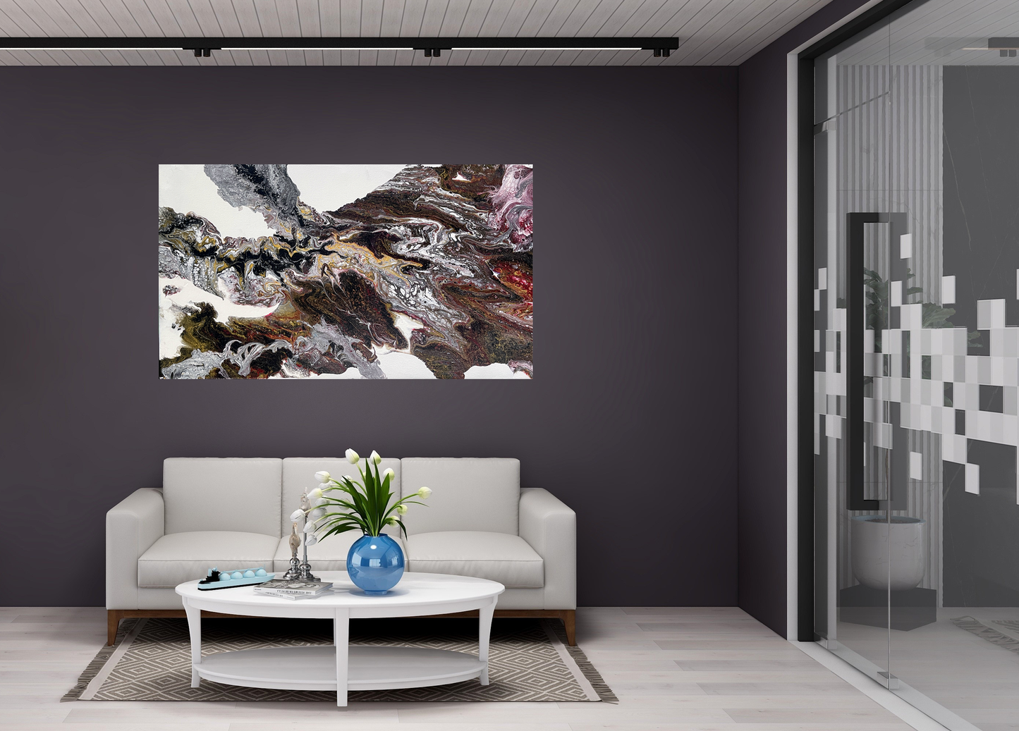 Original Artwork Acrylic Fluid Painting "Lava Burn" PWNinja