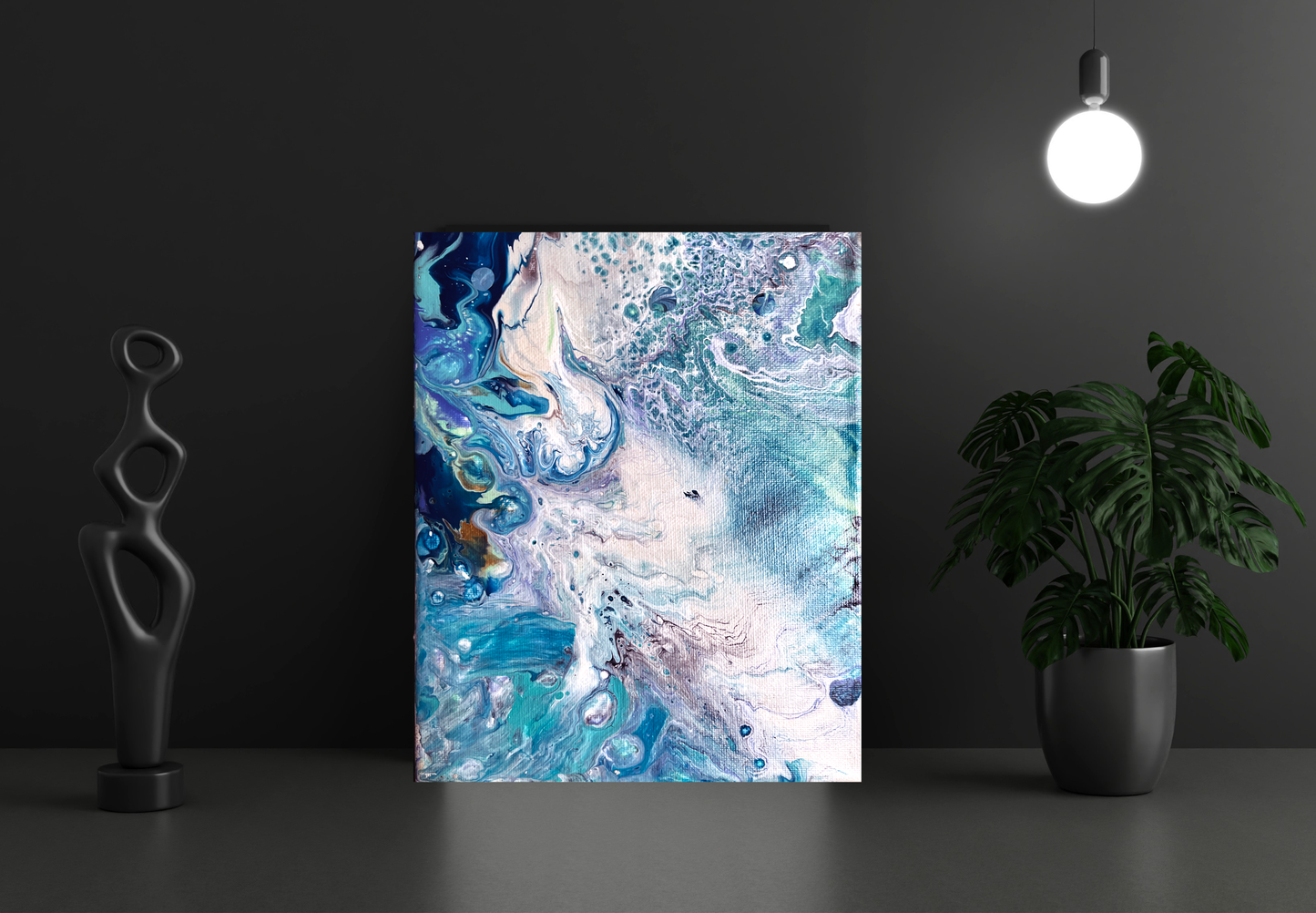 Original 8x10 Abstract Painting "Cloudy Seas" PWNinja
