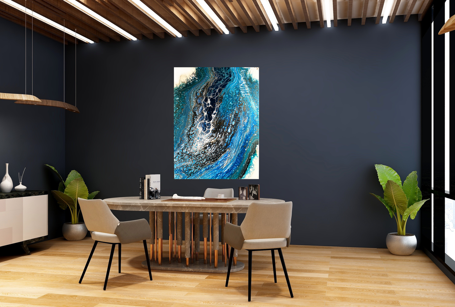 Original Abstract Painting 'Blue Crush" PWNinja