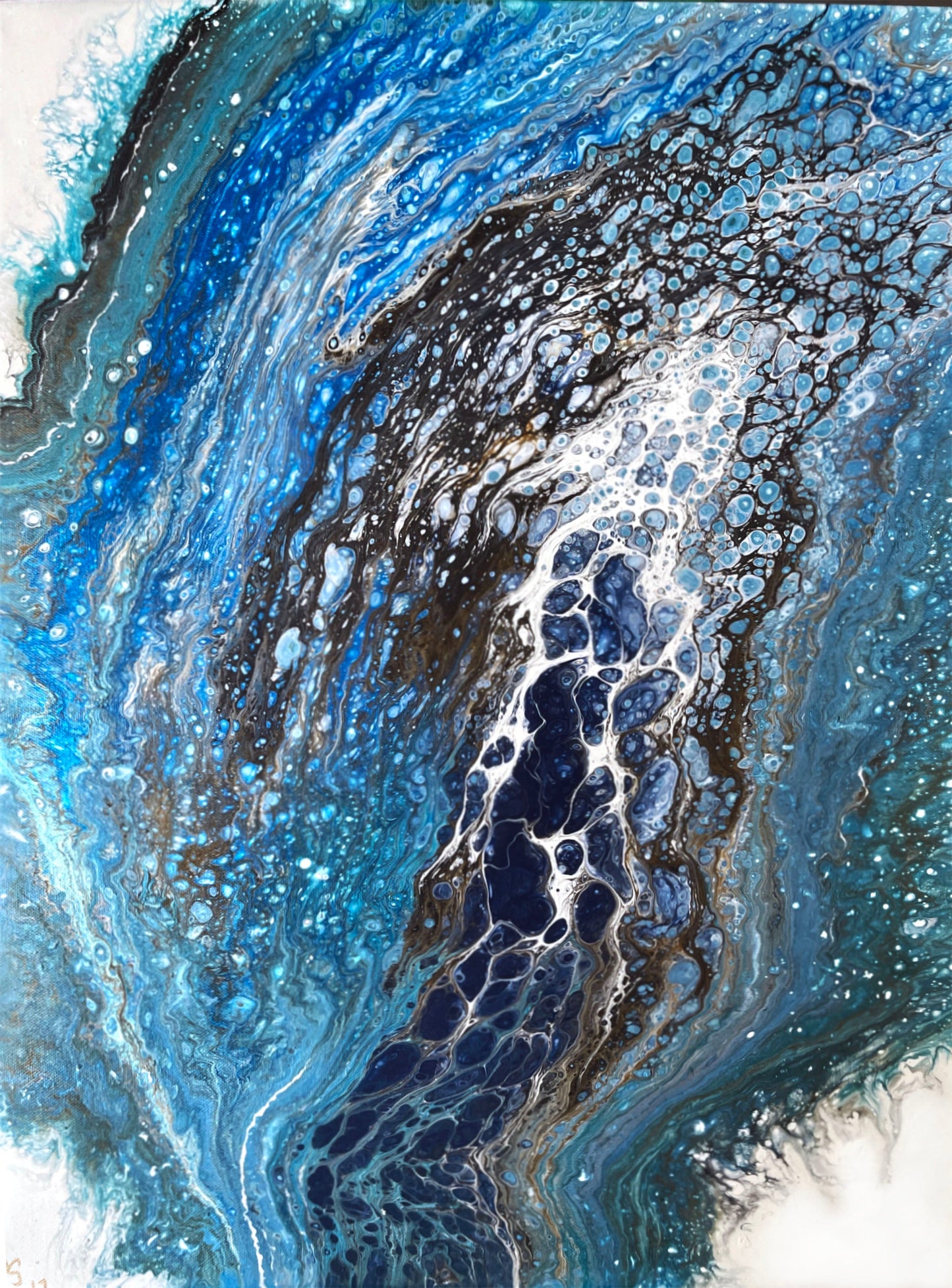 Original Abstract Painting 'Blue Crush" PWNinja