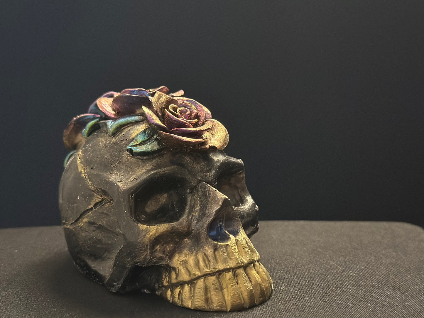 Handcrafted Pink/Purple Resin Roses Skull PWNinja