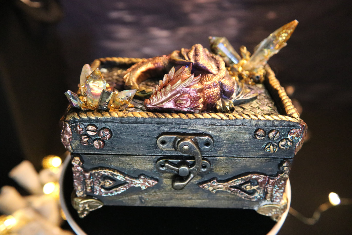 Original Multi Media Hand Sculpted Dragon Keepsake Box PWNinja
