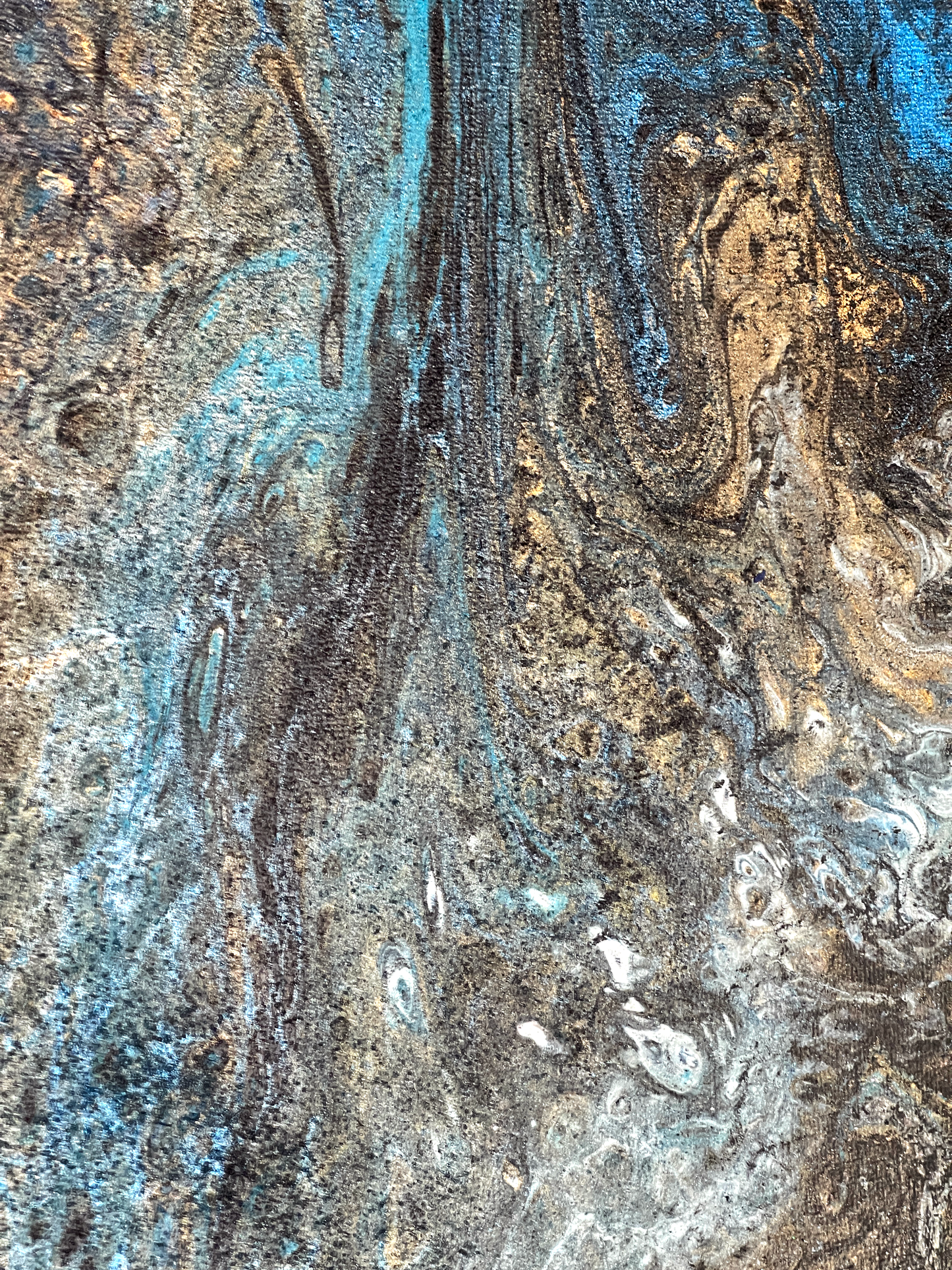 Original Abstract Canvas Painting "Bronze Flow" PWNinja