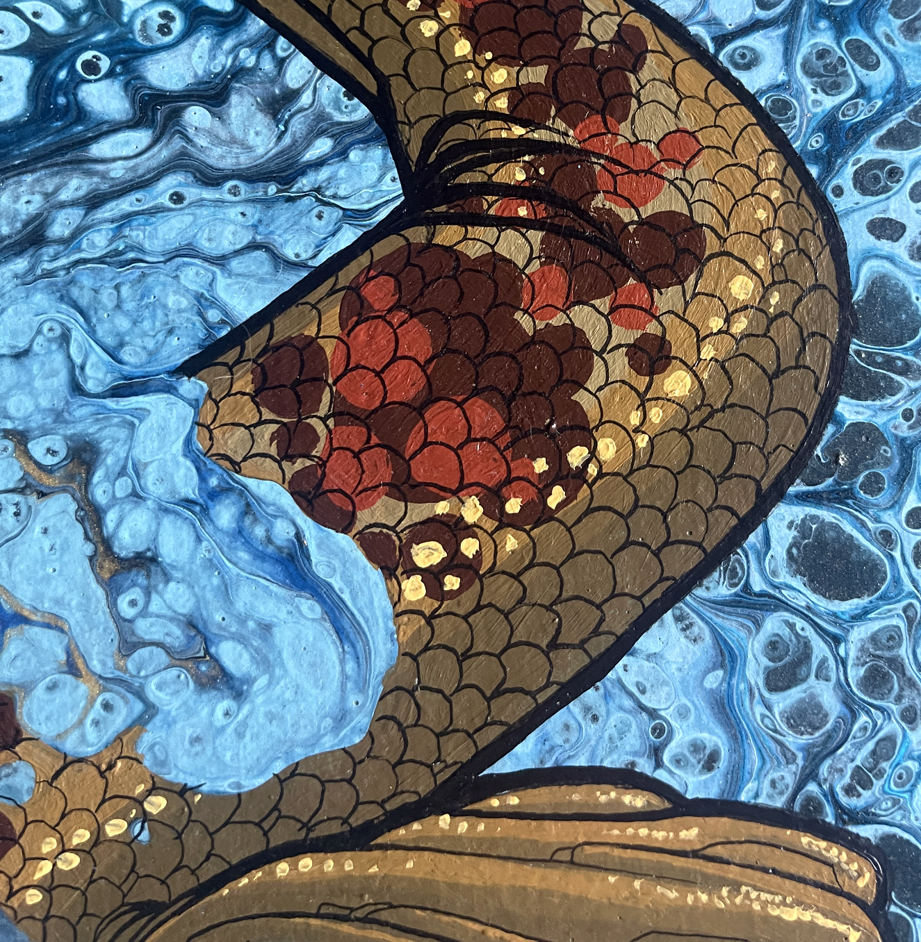 Original Abstract Collaboration Poems/MWN painting "Koi" PWNinja