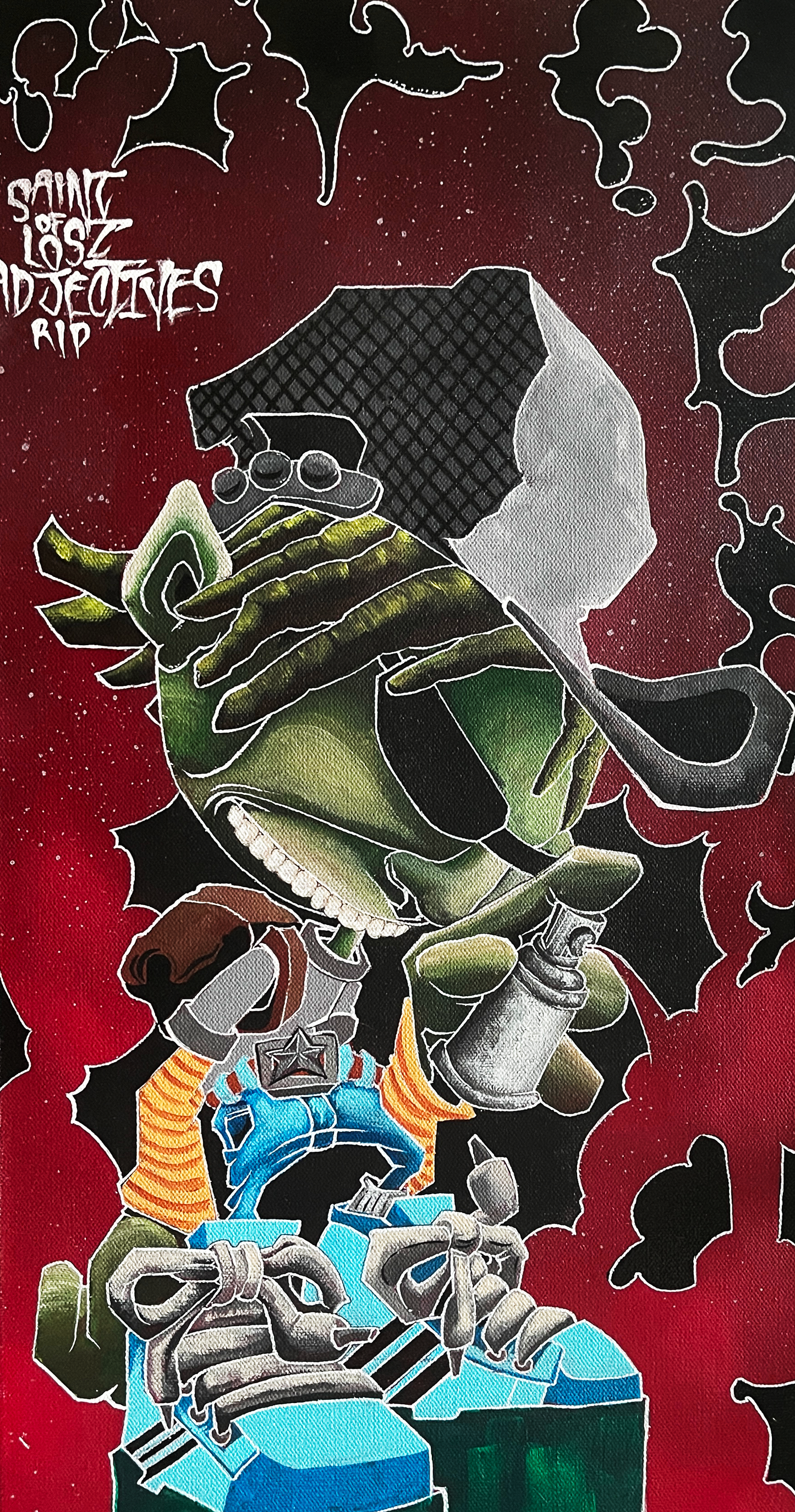 Original Street Street Art Painting "Saint of Lost Adjectives" by POEMS-SOLD PWNinja