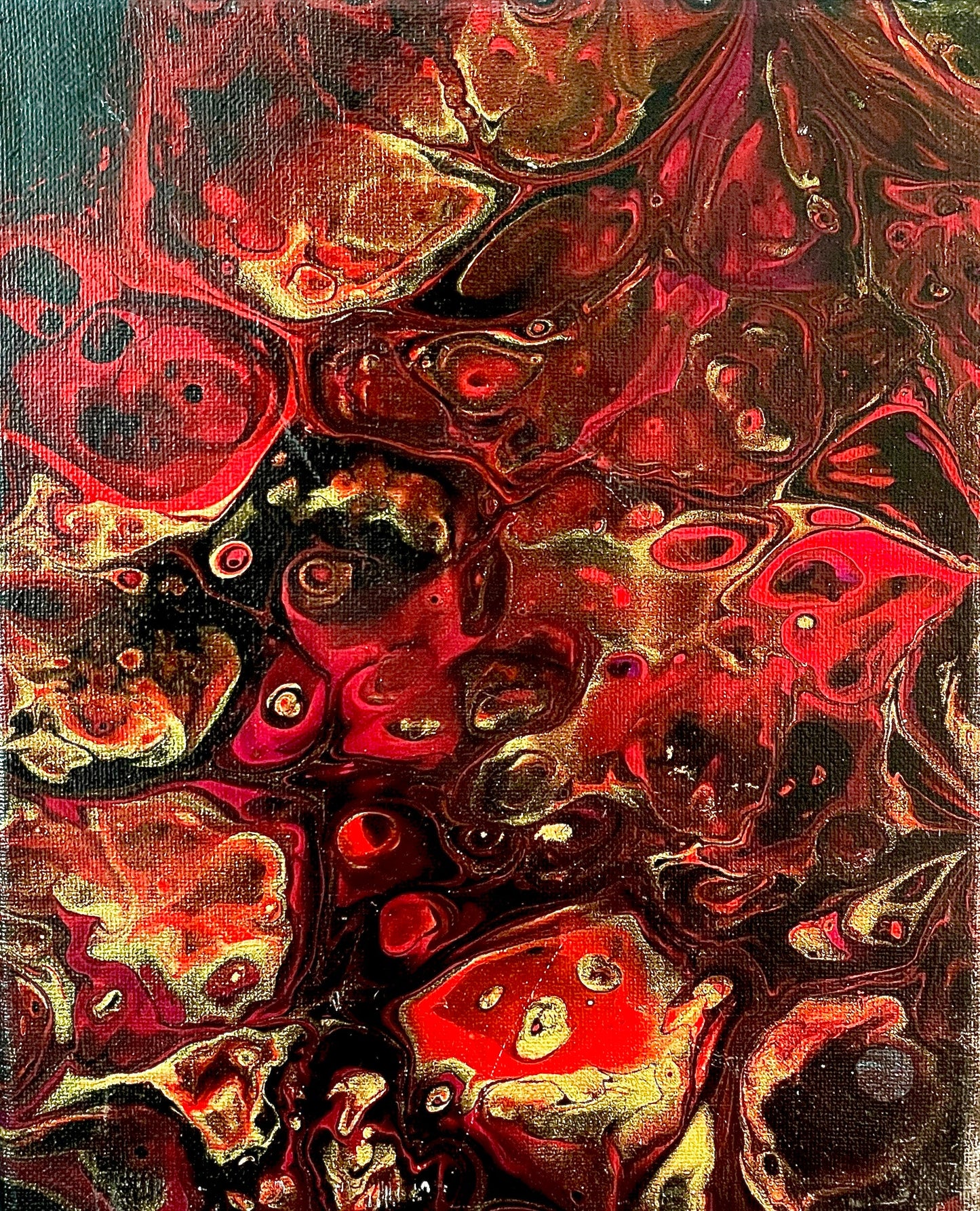 Original Abstract Painting "Ember Fish Guppy" 8x10 PWNinja
