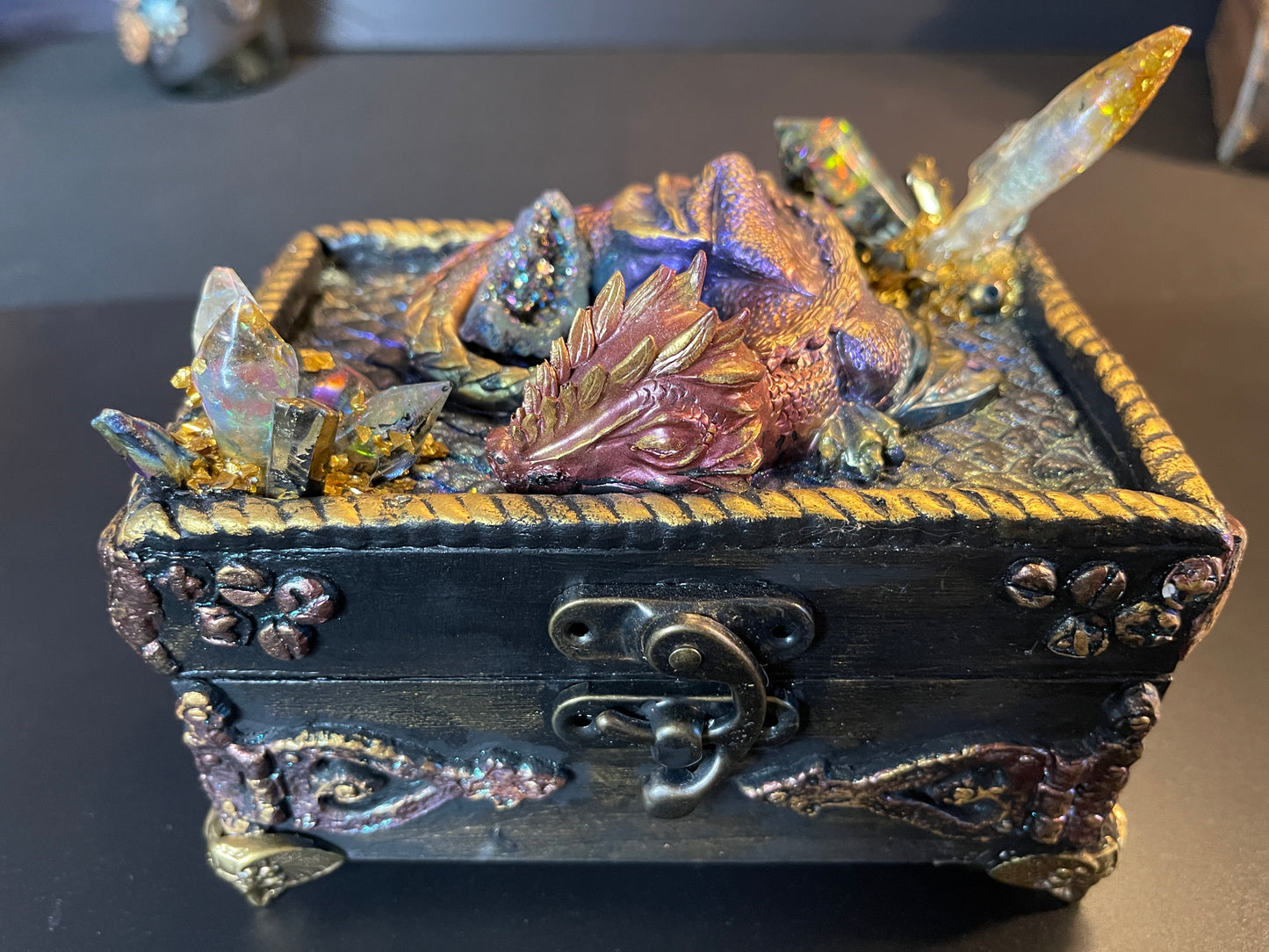 Original Multi Media Hand Sculpted Dragon Keepsake Box