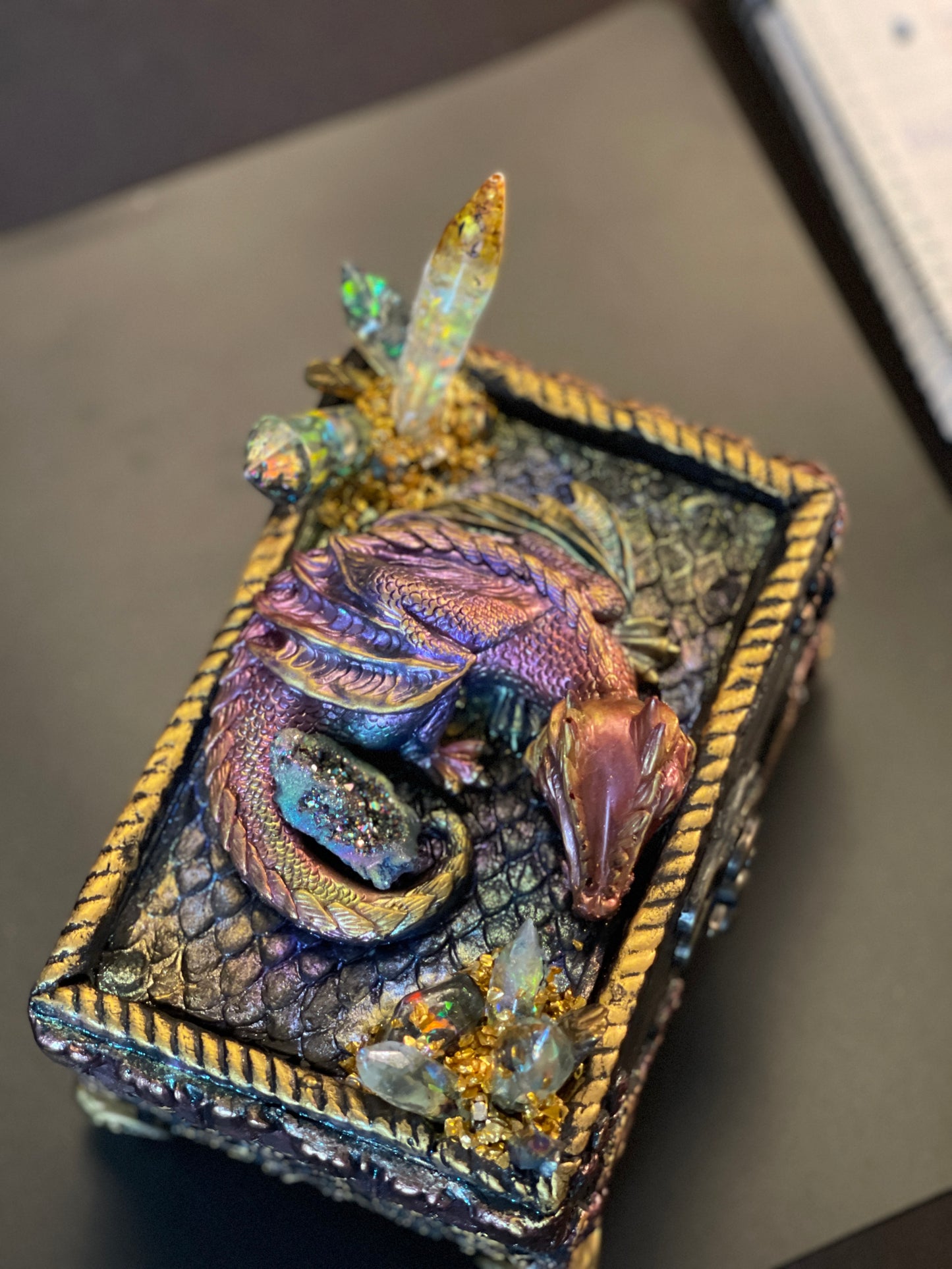 Original Multi Media Hand Sculpted Dragon Keepsake Box