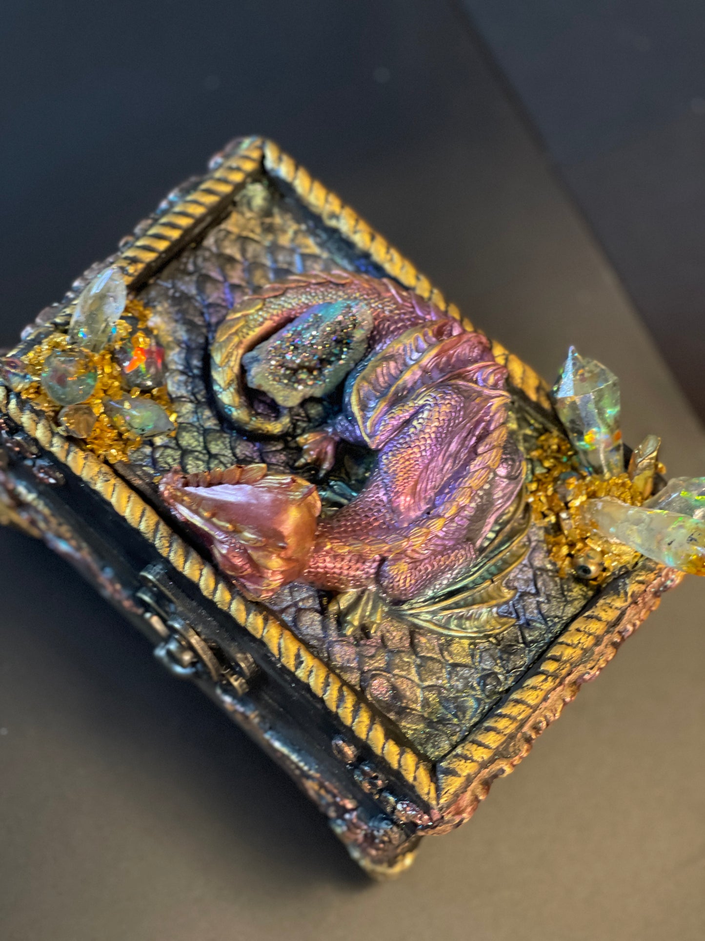 Original Multi Media Hand Sculpted Dragon Keepsake Box