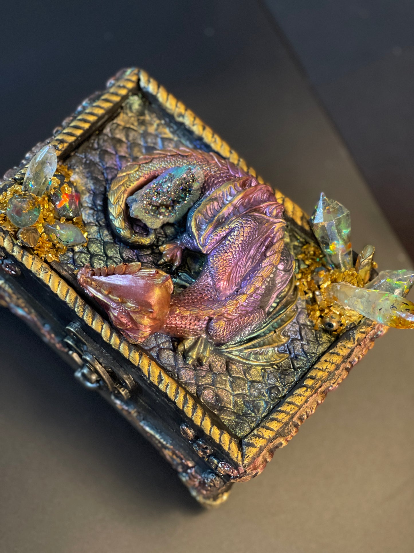 Original Multi Media Hand Sculpted Dragon Keepsake Box