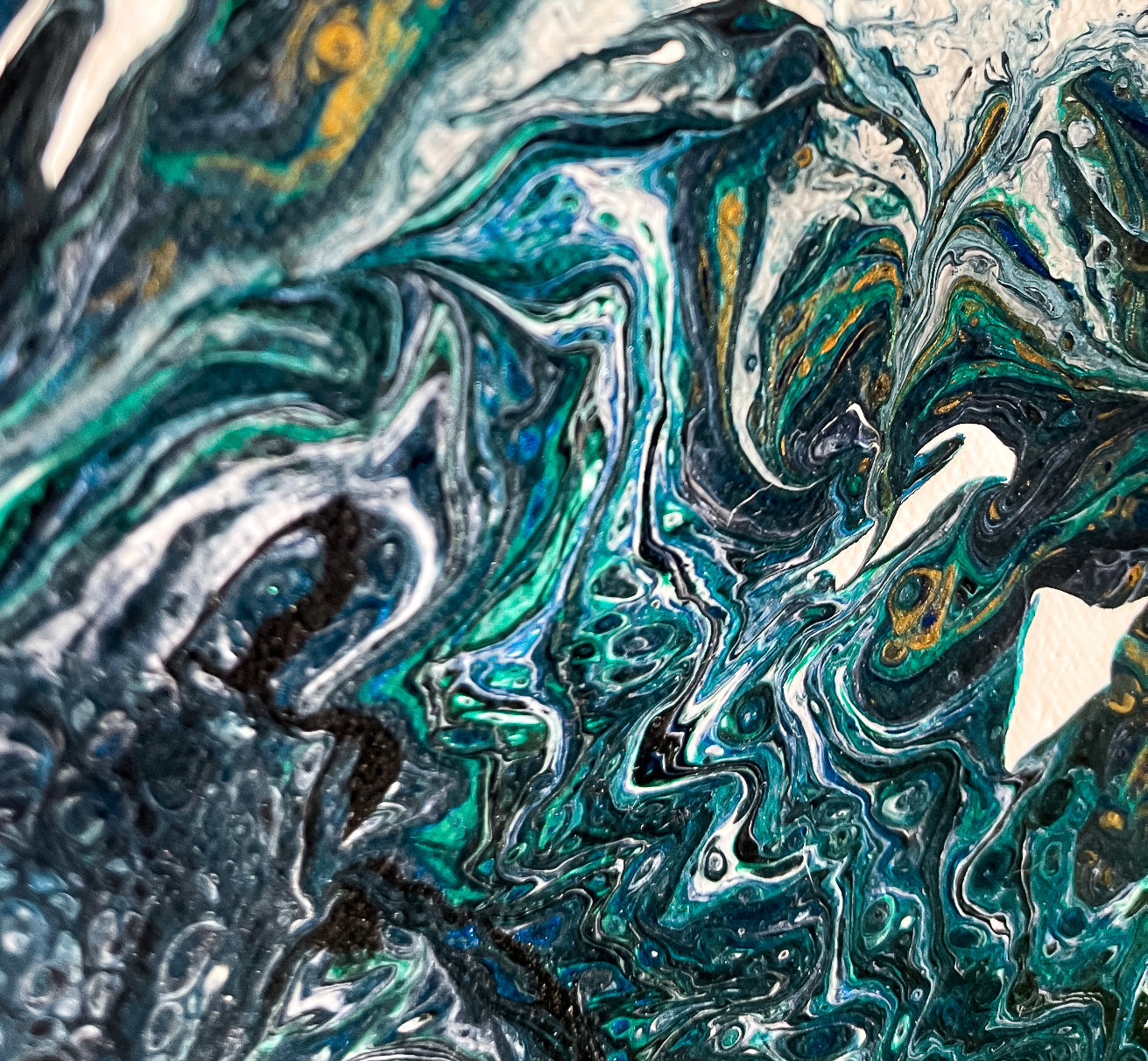 Original Abstract Painting 'Green Tide' PWNinja