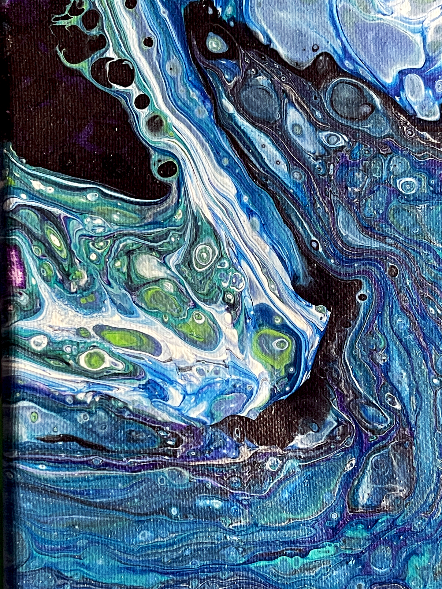 Original Abstract Acrylic Fluid Painting Art "Flight From Here" PWNinja