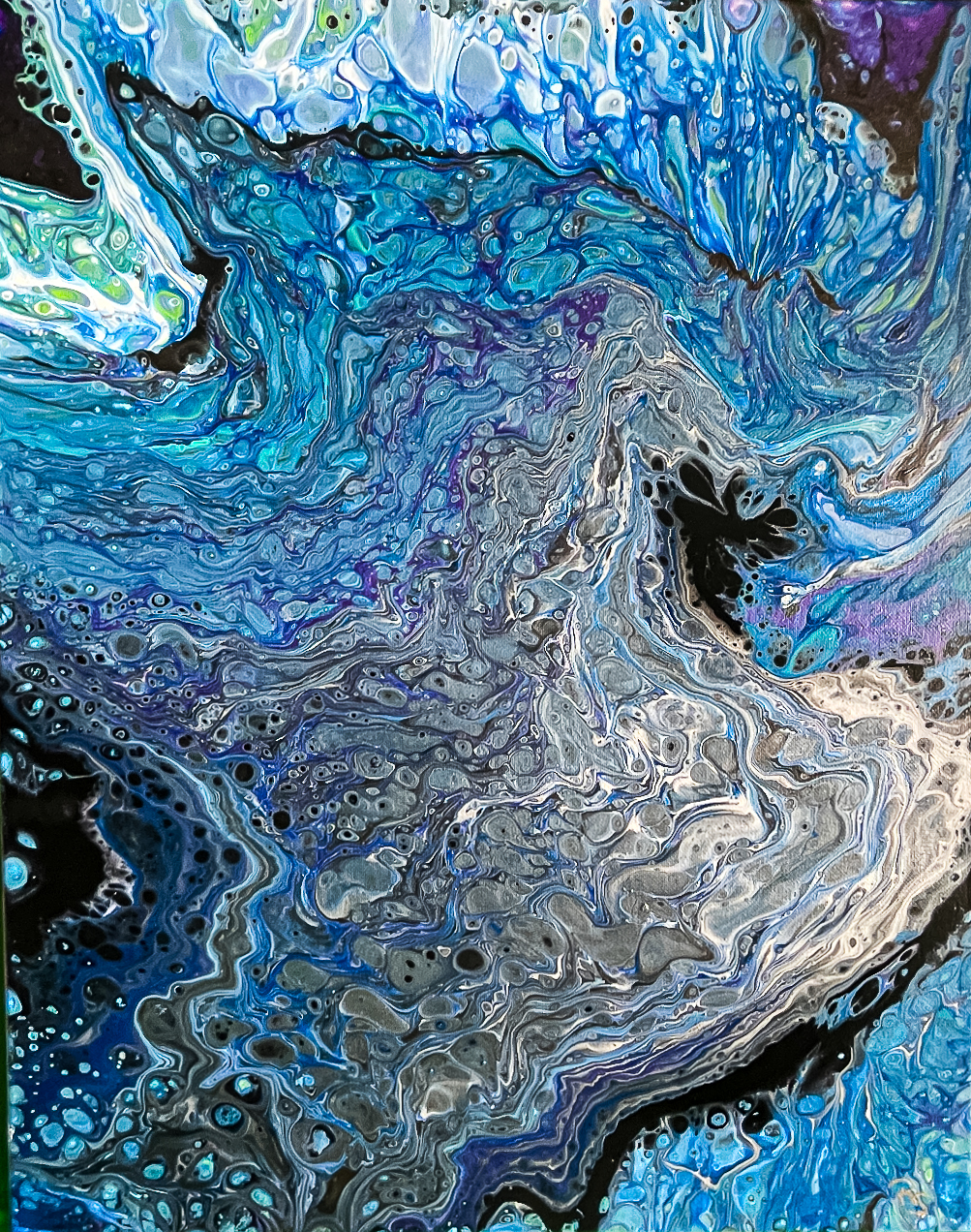 Original Abstract Acrylic Fluid Painting Art "Flight From Here" PWNinja