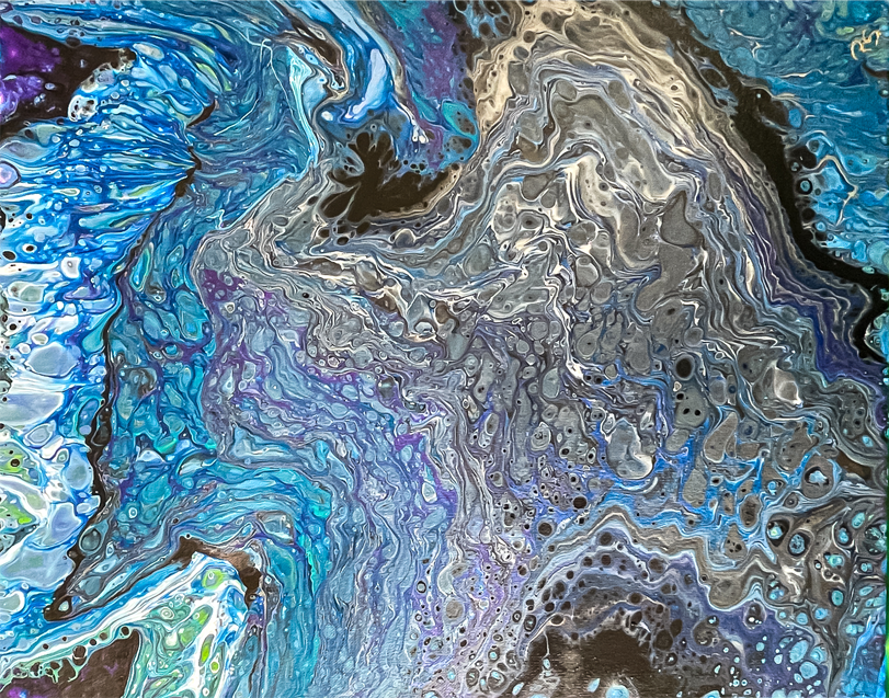 Original Abstract Acrylic Fluid Painting Art "Flight From Here" PWNinja