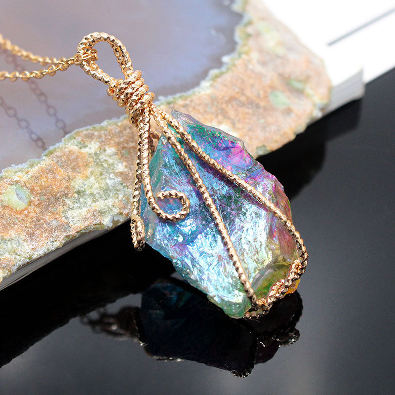 Crystal Pendant Colored Gemstone Handmade PWNinja