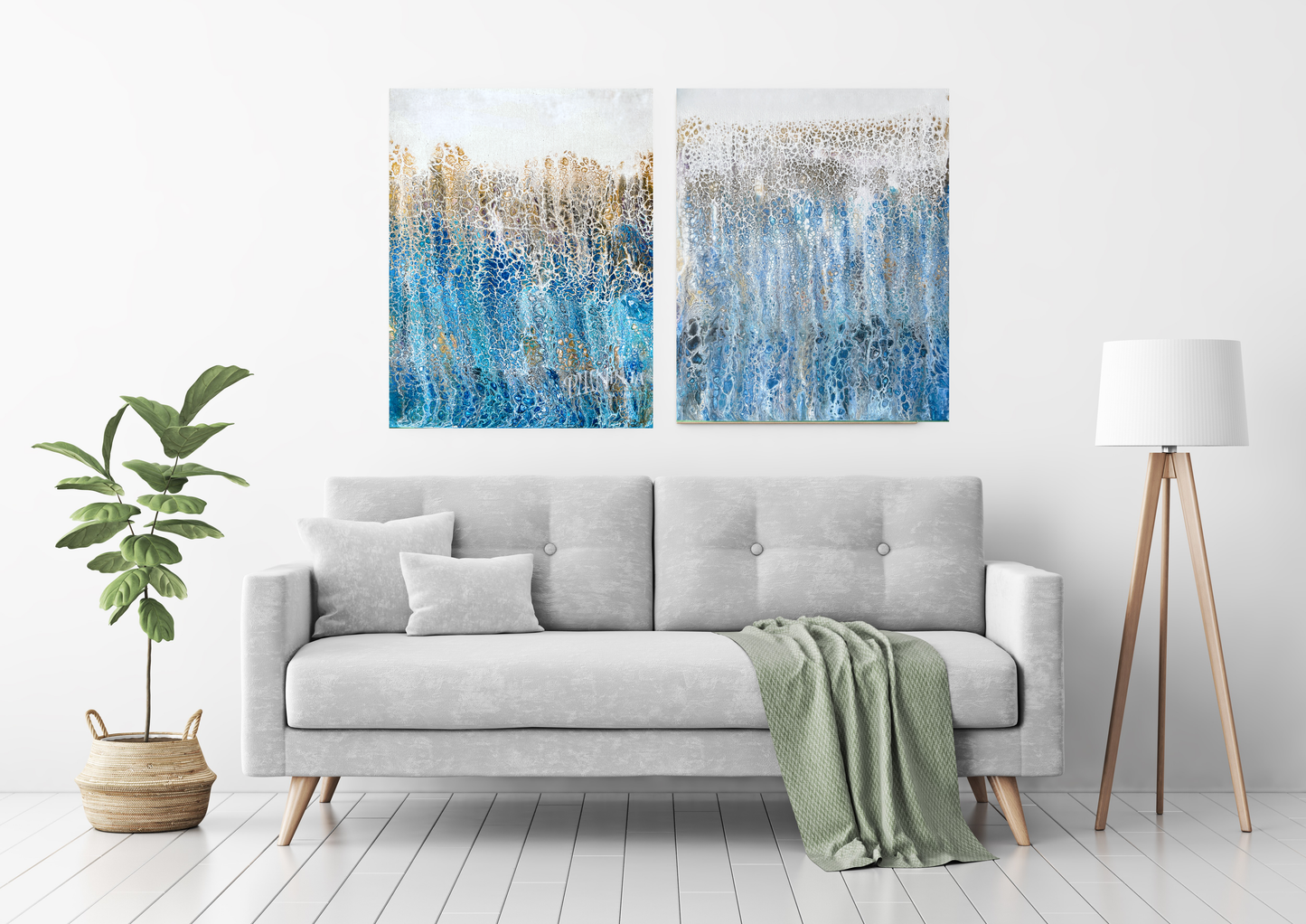 Original Abstract Paintings "June's Dunes" Diptych PWNinja