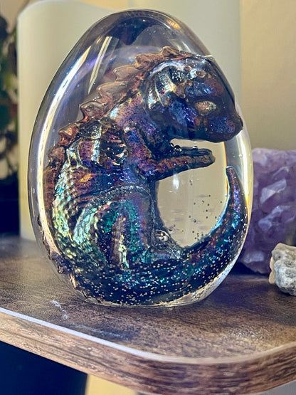 Handmade Dragon Egg Mardi Gras (Wild Dragon) with Lighted Base