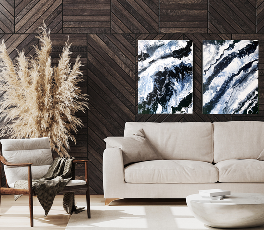 Original Abstract Painting "Payne Wave" Diptych PWNinja