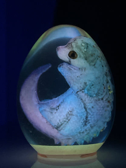 Handmade Mystic Dragon Egg Seraphyte with Lighted Base