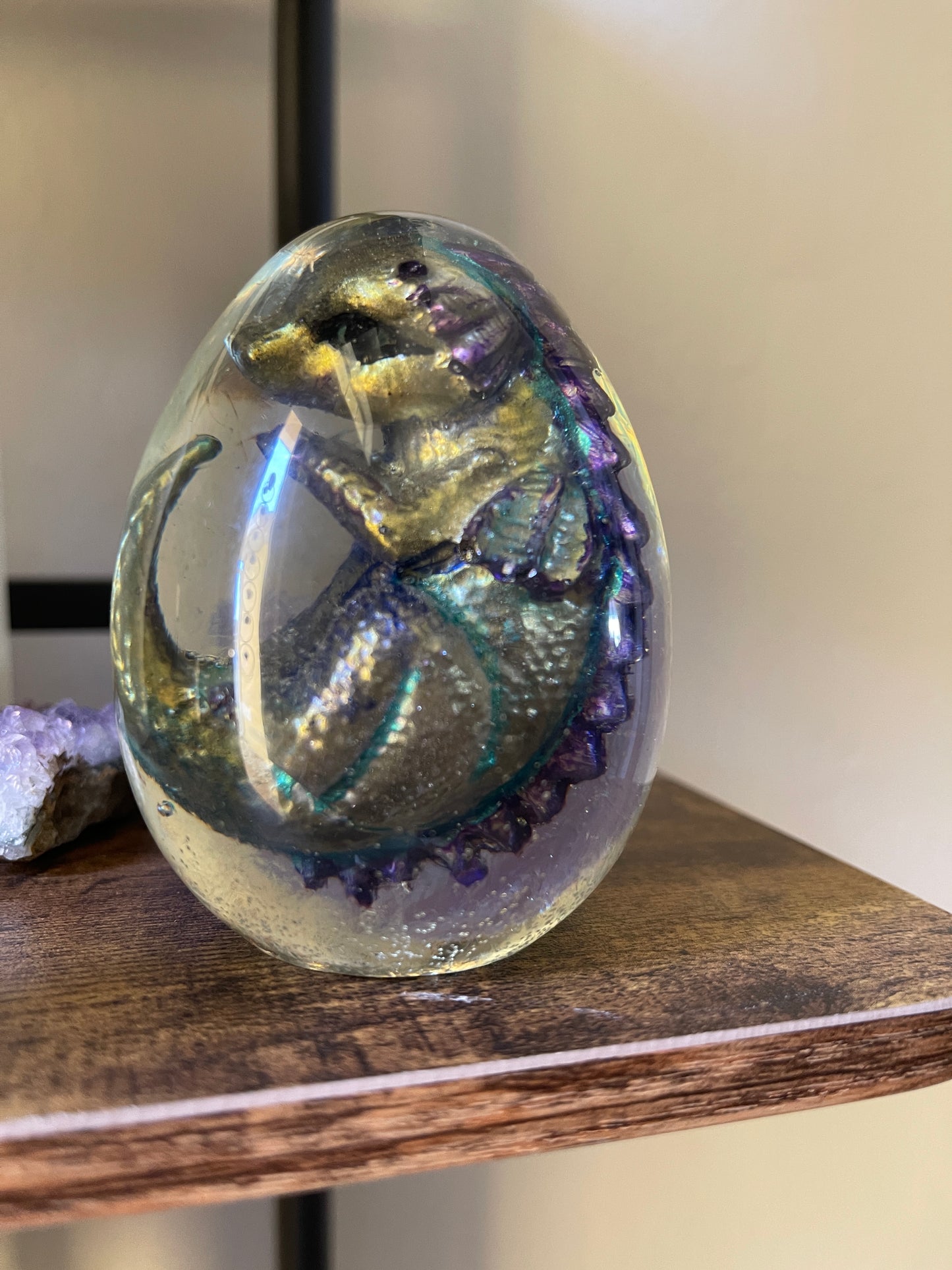 Handmade Resin Dragon Egg – One of a Kind ‘Snapspark’