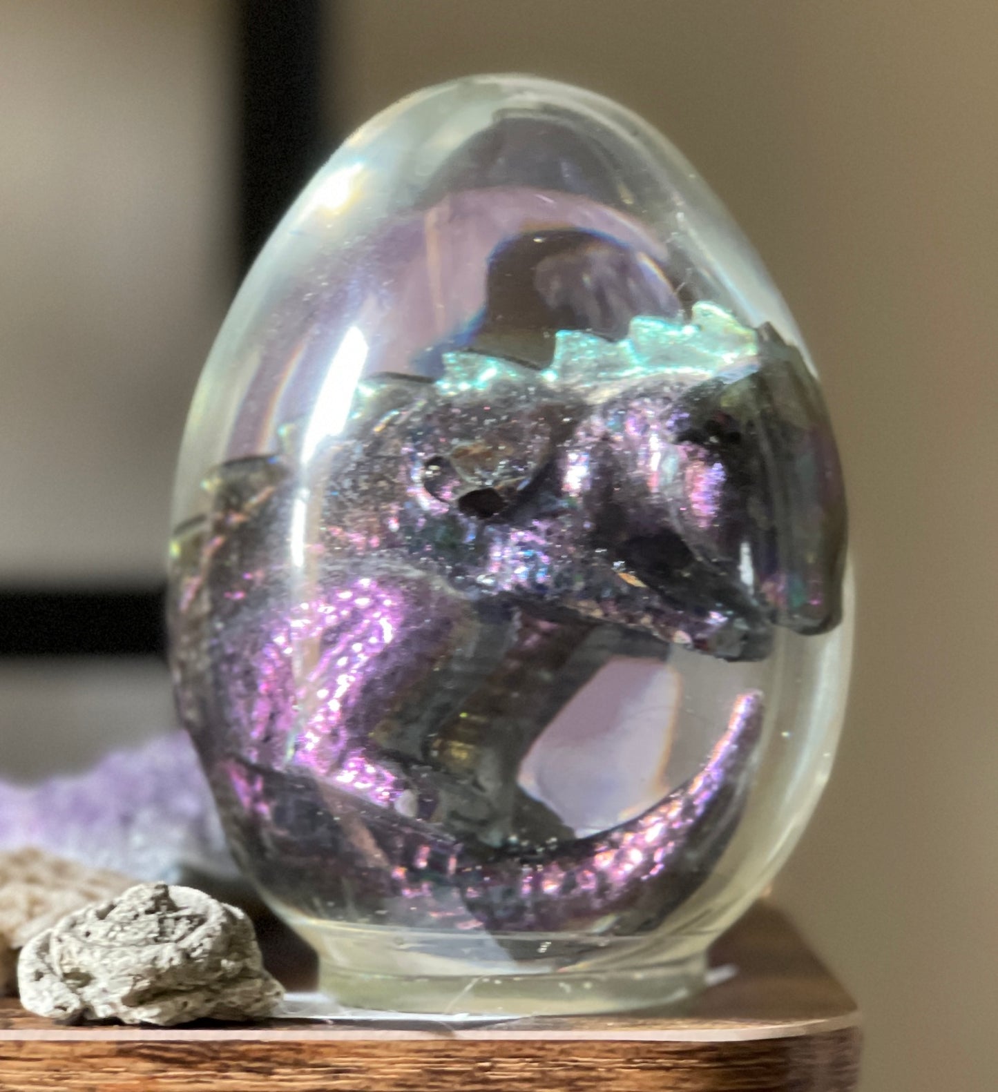 Handmade Dragon Egg Ouroli (Wild Dragon) with Lighted Base