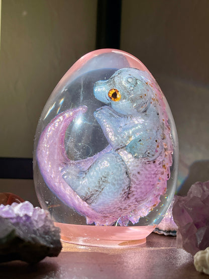 Handmade Mystic Dragon Egg Seraphyte with Lighted Base