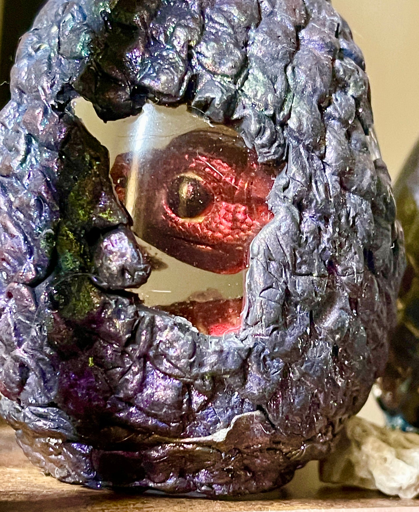 Handmade Legendary Fire and Ice Dragon Egg "Aetheris" with Lighted Base