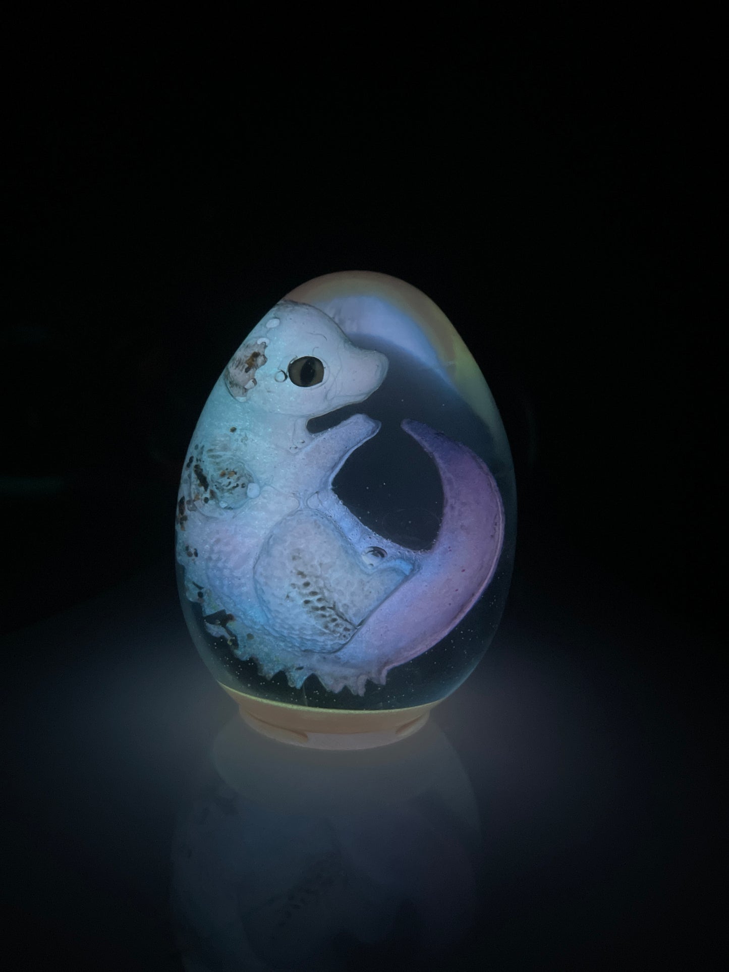 Handmade Mystic Dragon Egg Seraphyte with Lighted Base