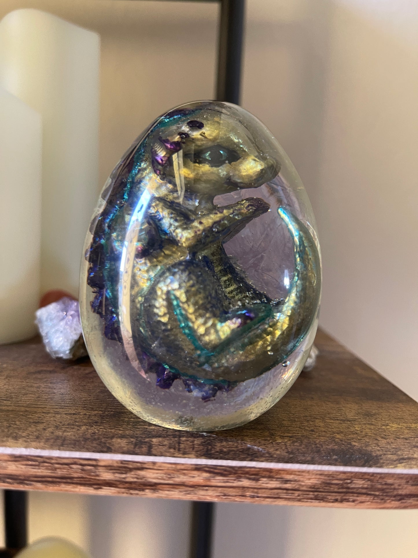 Handmade Resin Dragon Egg – One of a Kind ‘Snapspark’