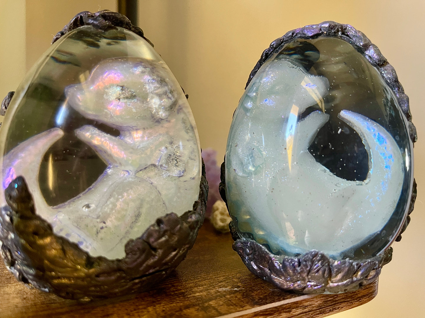 Legendary Twin Lunaras Dragon Egg with Lighted Base
