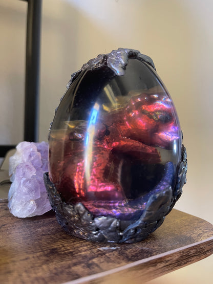 Handmade Shadow Dragon Venomir Egg with Lighted Base