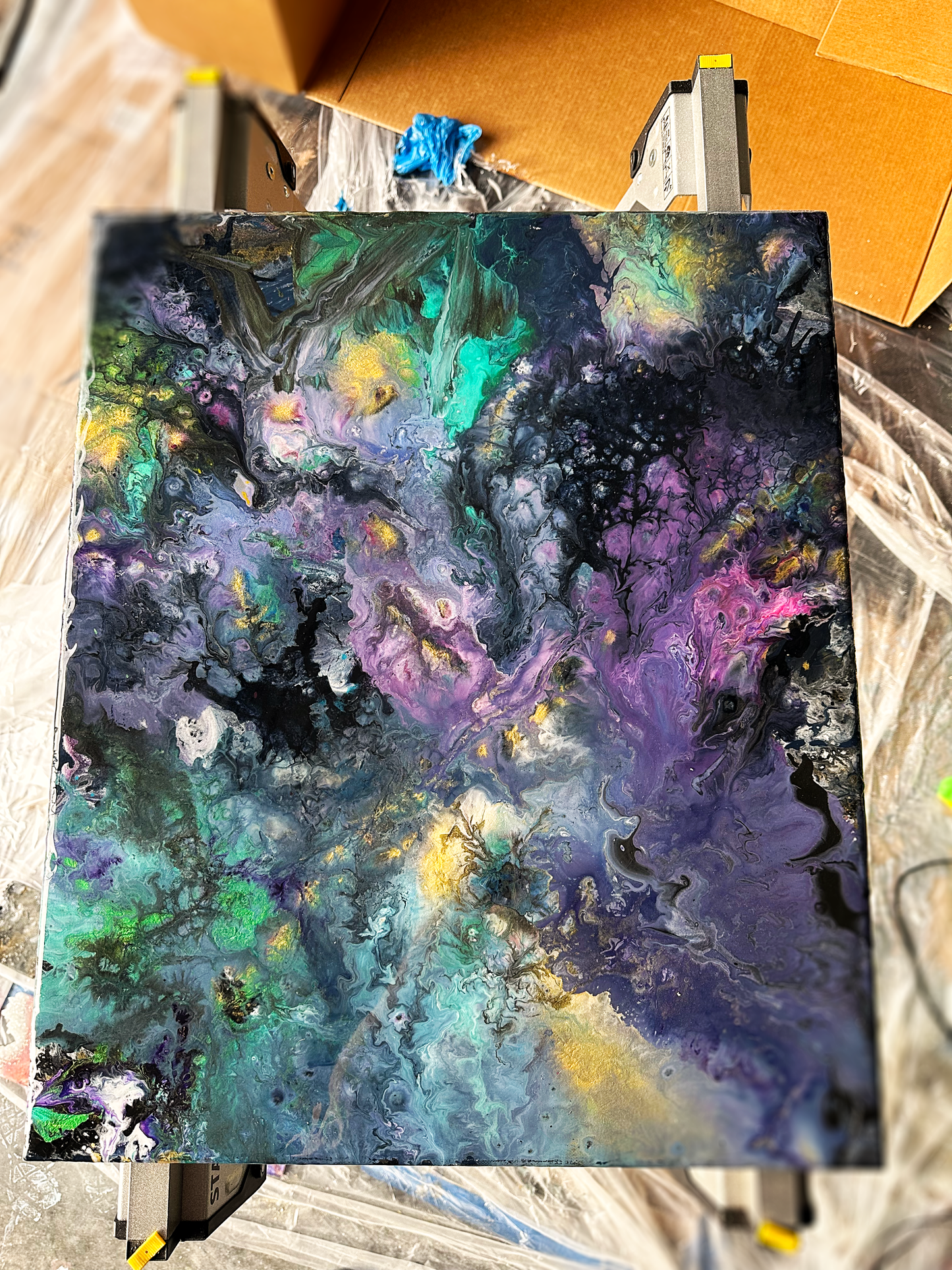 Original Abstract Resin Painting Helix 20x24  2025